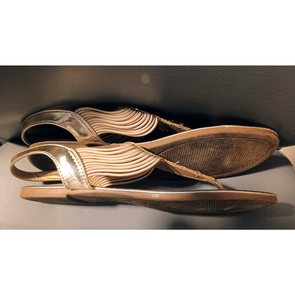 Dream Pairs Gold Bling Elastic Strappy String Thong Gladiator Sandals Flats 9 - Picture 2 of 4